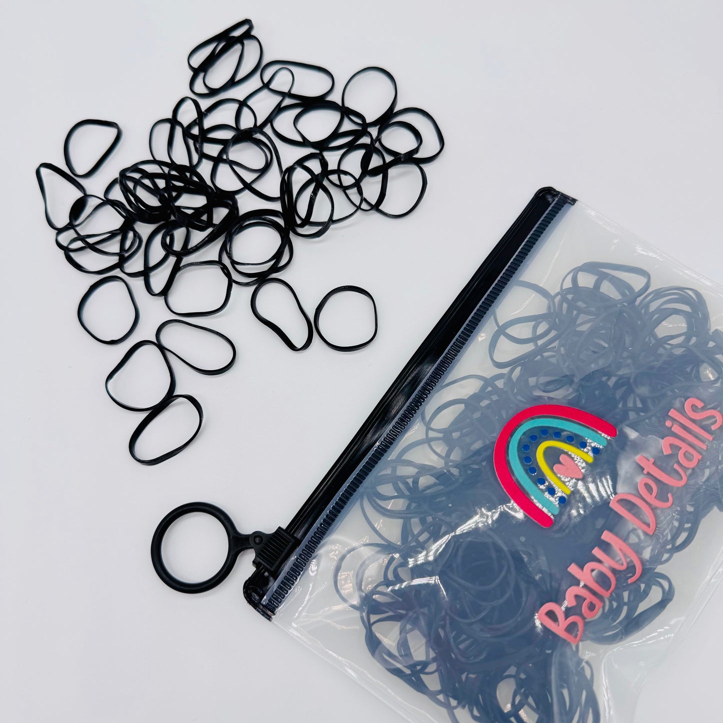 Elastic Nylon Hair Ties (200pcs) - Black