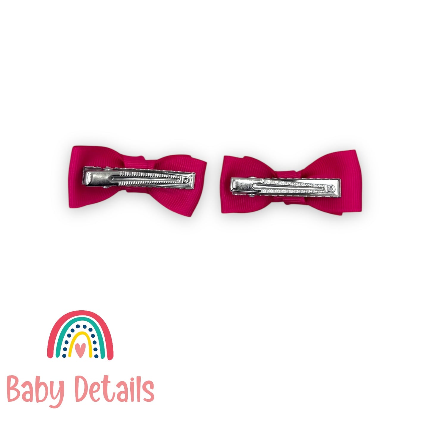 Set of 2 Mini Simple Hair Clips - Fuchsia