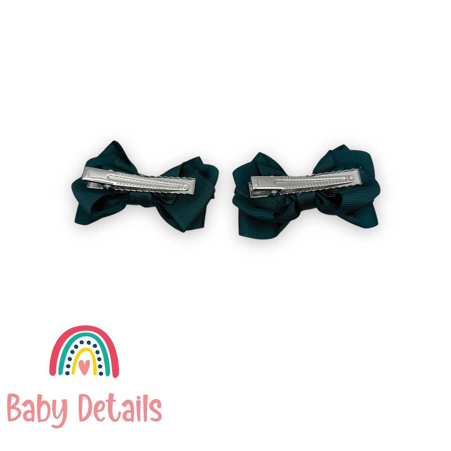 Set of 2 Layers Hair Clip - Dark Green