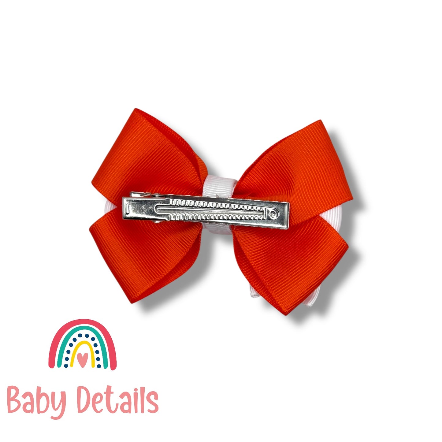 Elegant Pair Bow Clip- Orange & White