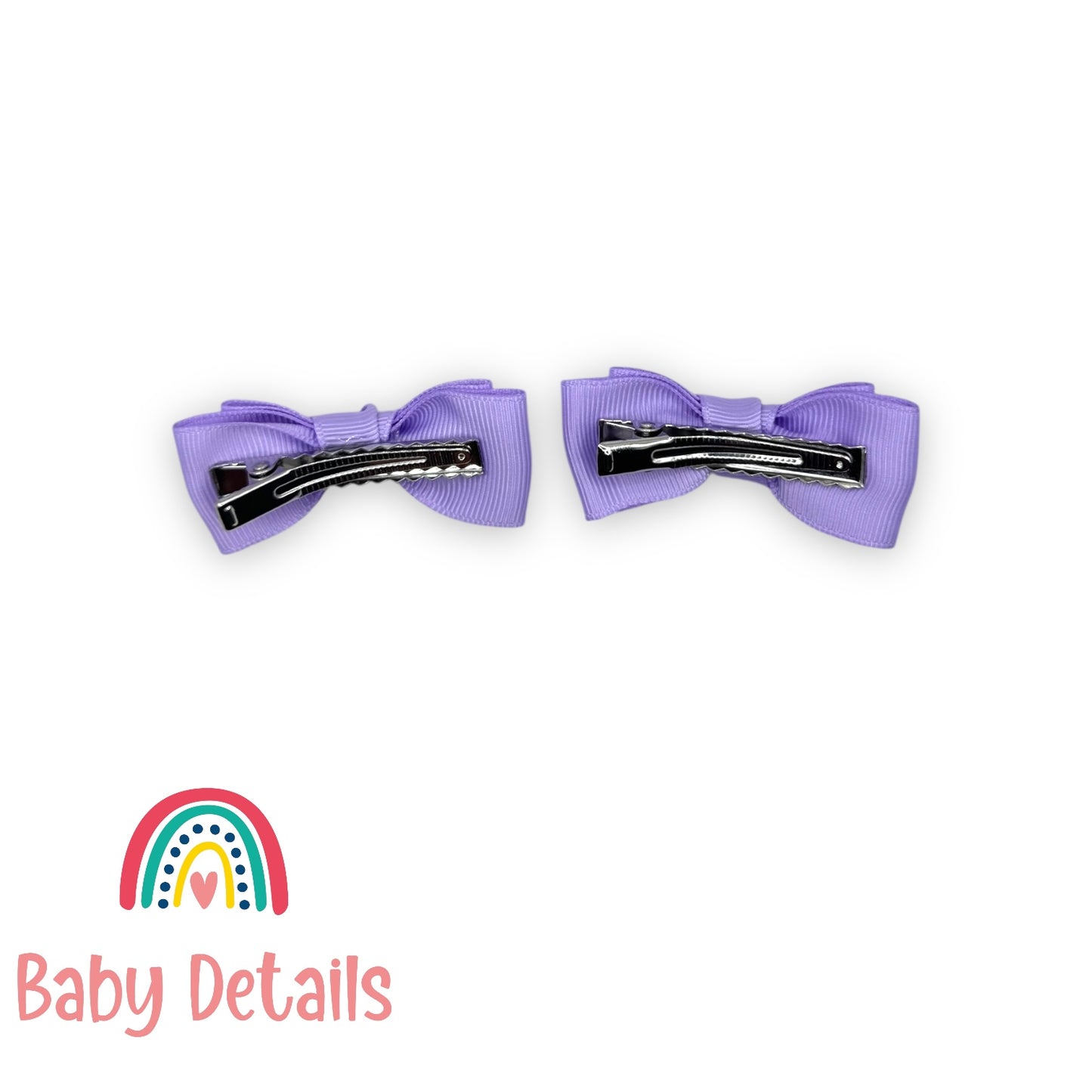 Set of 2 Mini Simple Hair Clips - Purple