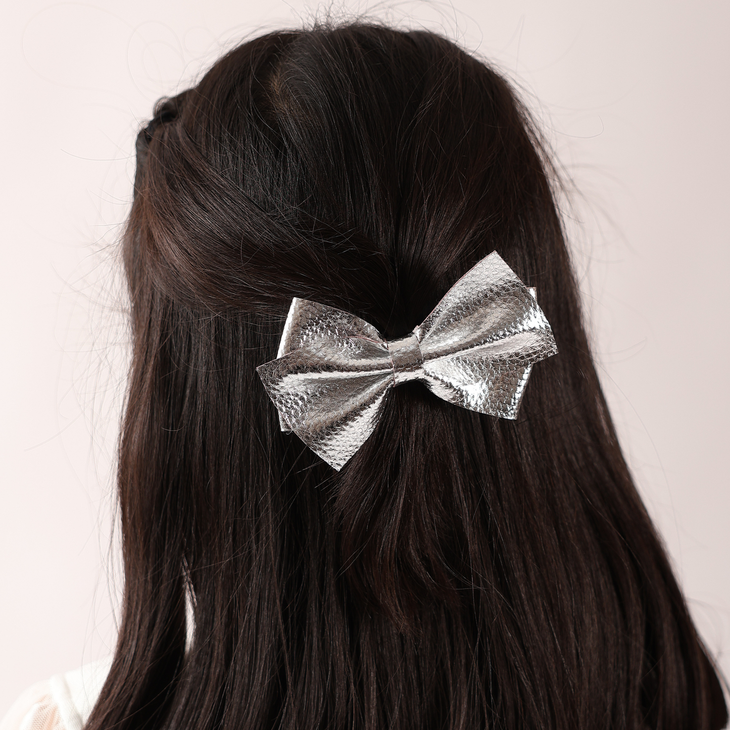 Big Leather Bow - Silver