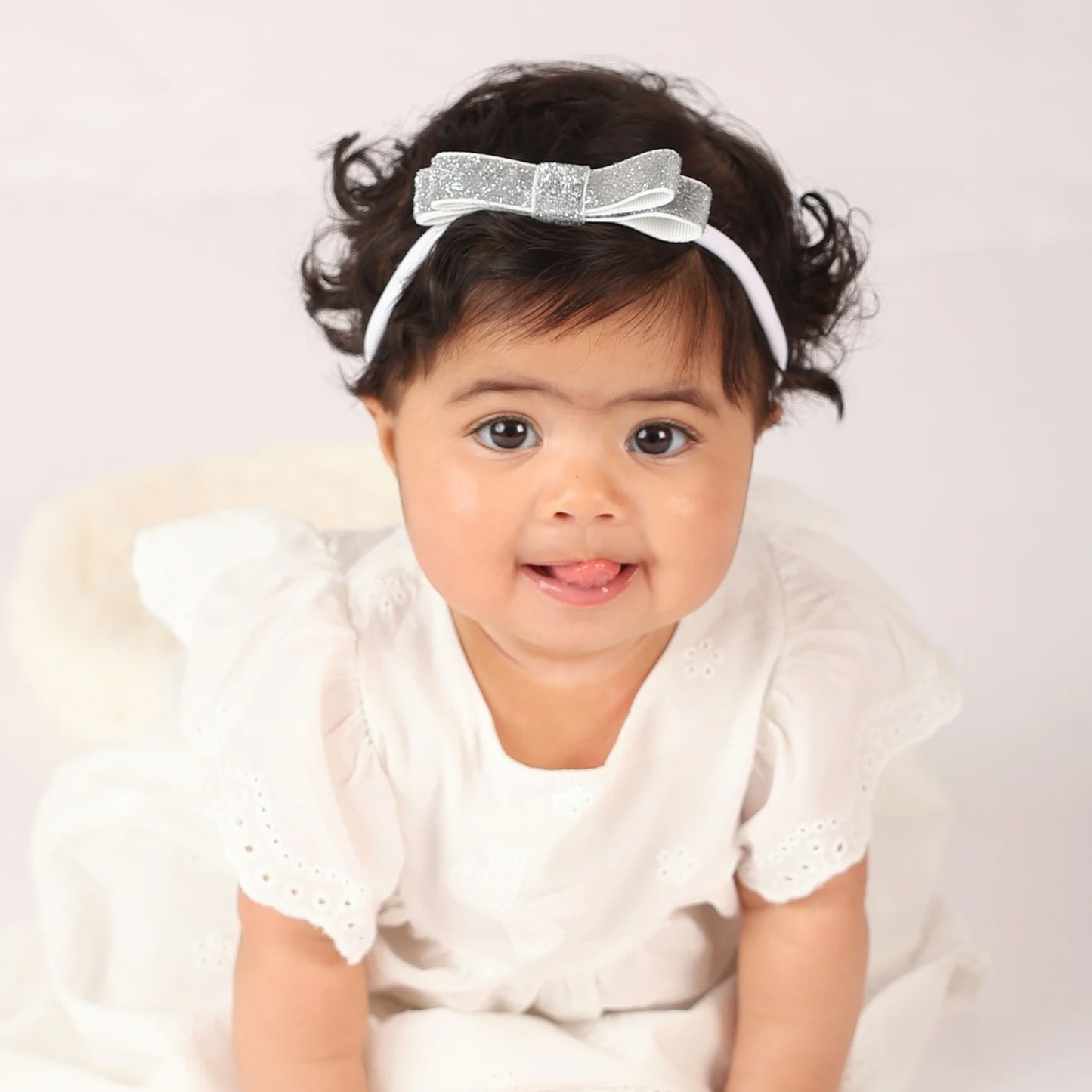 Shiny Ribbon Toddler Headband - Silver