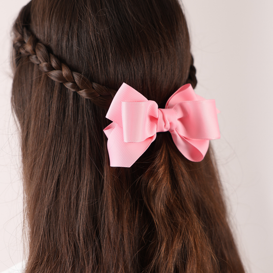 مشبك شعر بفيونكة كبيرة بنفخة مميزة - وردي فاتح
