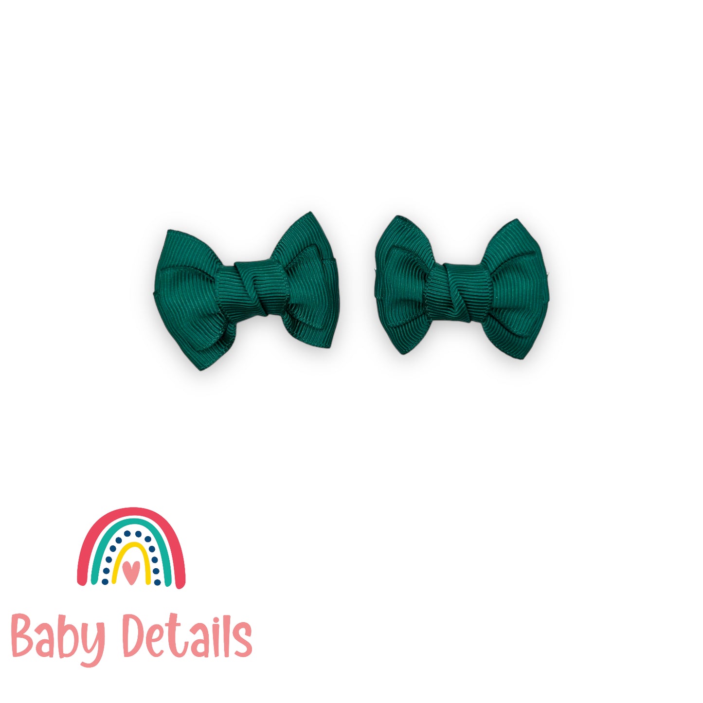 Set of 2 mini classic hair clips - Dark Green