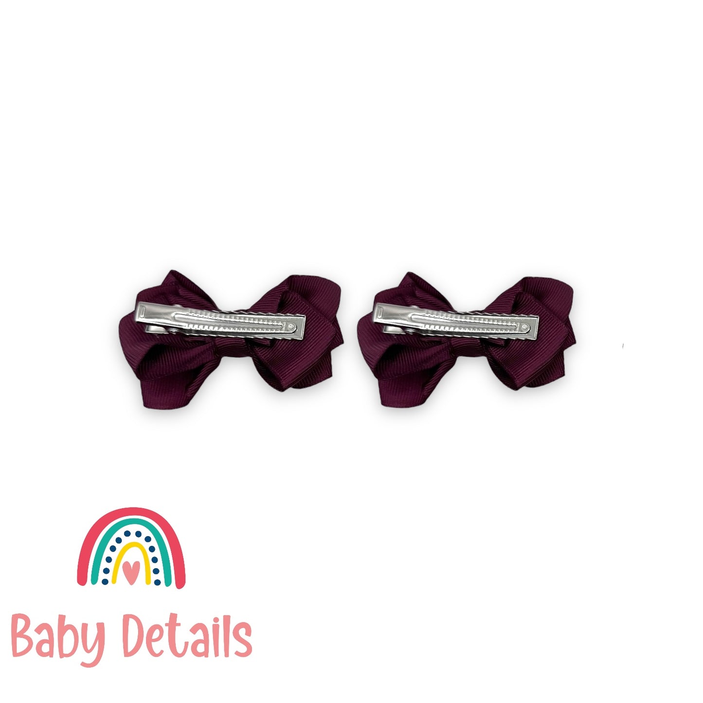 Set of 2 Layers Hair Clip - Burgundy
