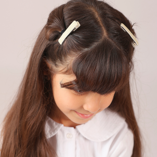 Set of 2 Velvet Hair Clips - Beige