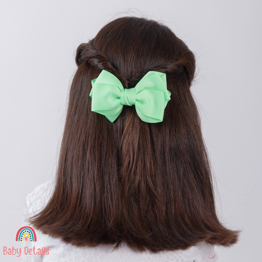 Big Bow Layers Hair Clip - Bright Green