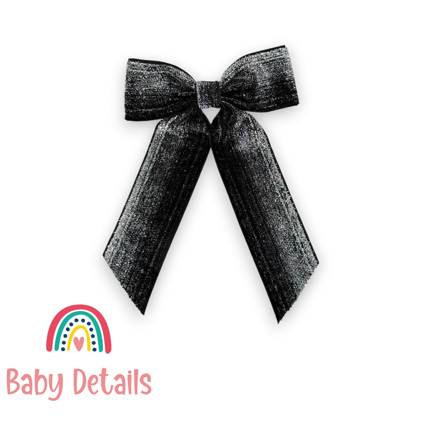 Wide Long Shiny Ribbon - Black & Silver