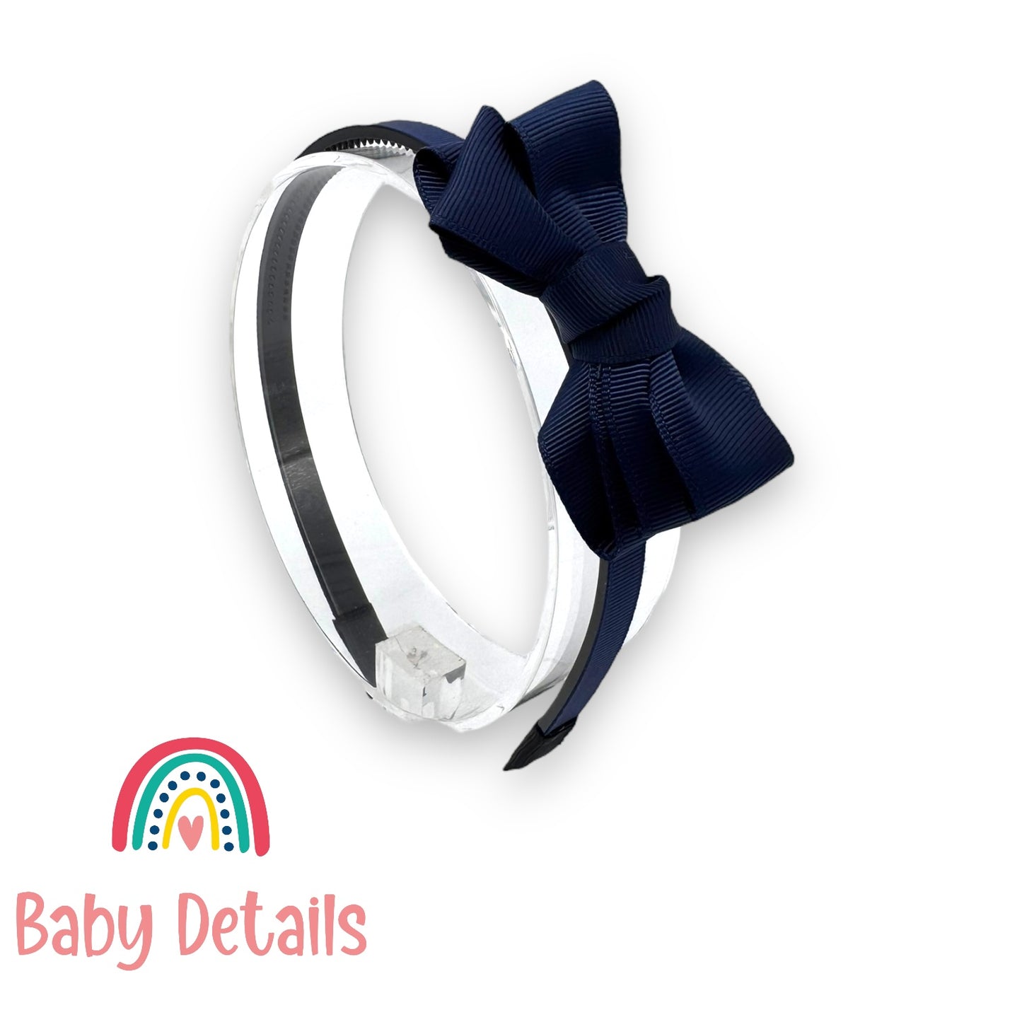 Headband with Layered Bow - Navy Blue