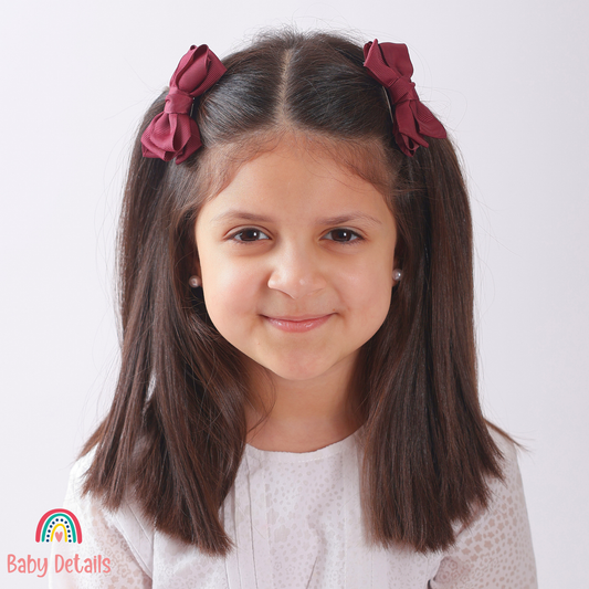 Set of 2 Layers Hair Clip - Burgundy