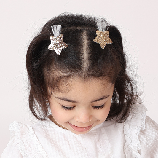 Gold Shinning Star Clips with Silver threads