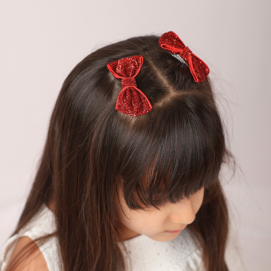 Set of 2 wide Shiny Ribbon - Red