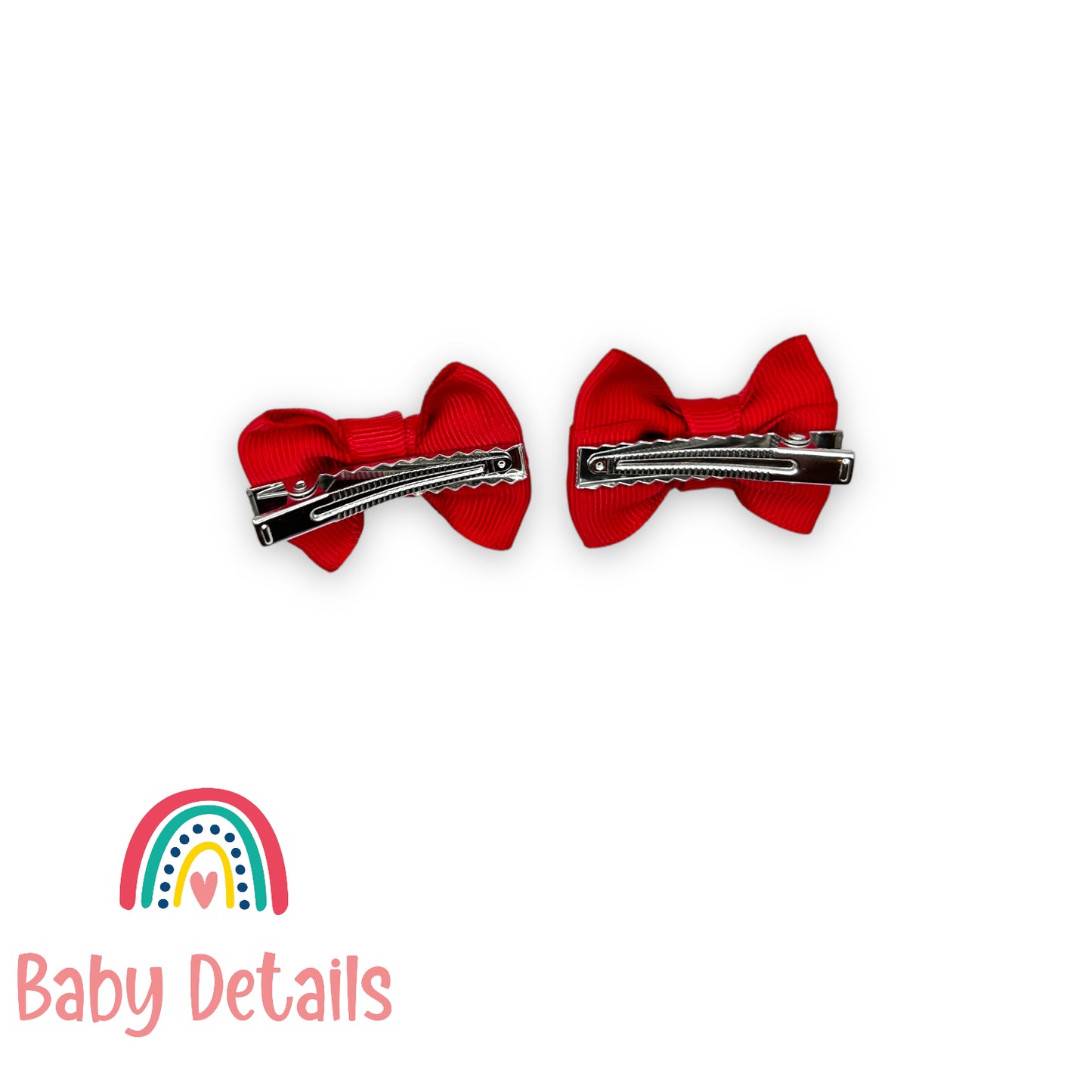 Set of 2 mini classic hair clips - Red