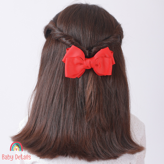 Big Bow Layers Hair Clip - Red