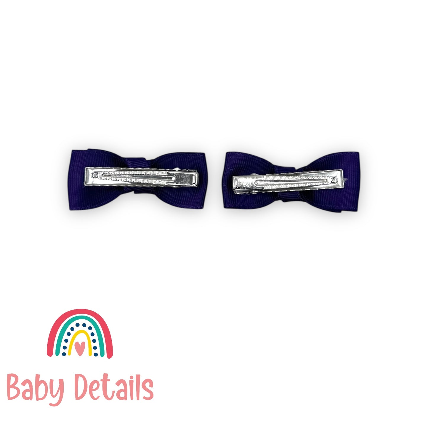 Set of 2 Mini Simple Hair Clips - Dark Purple
