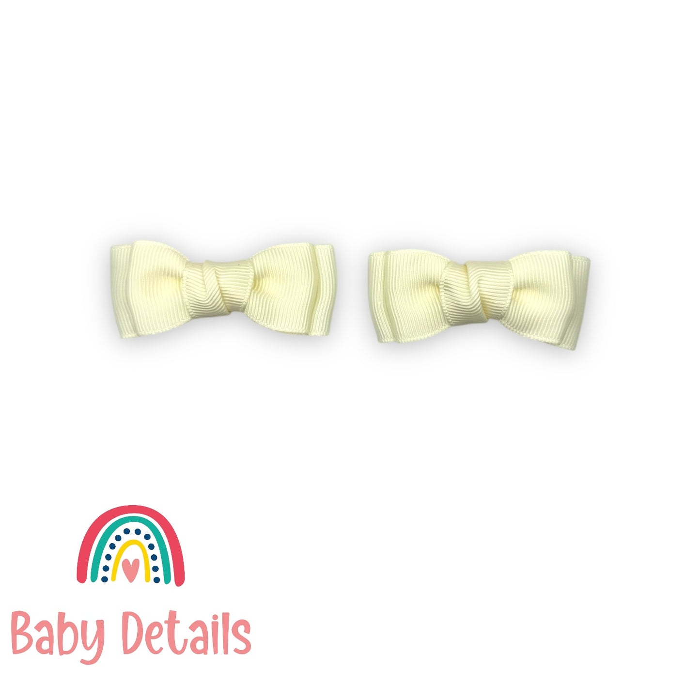 Set of 2 Mini Simple Hair Clips - Off White