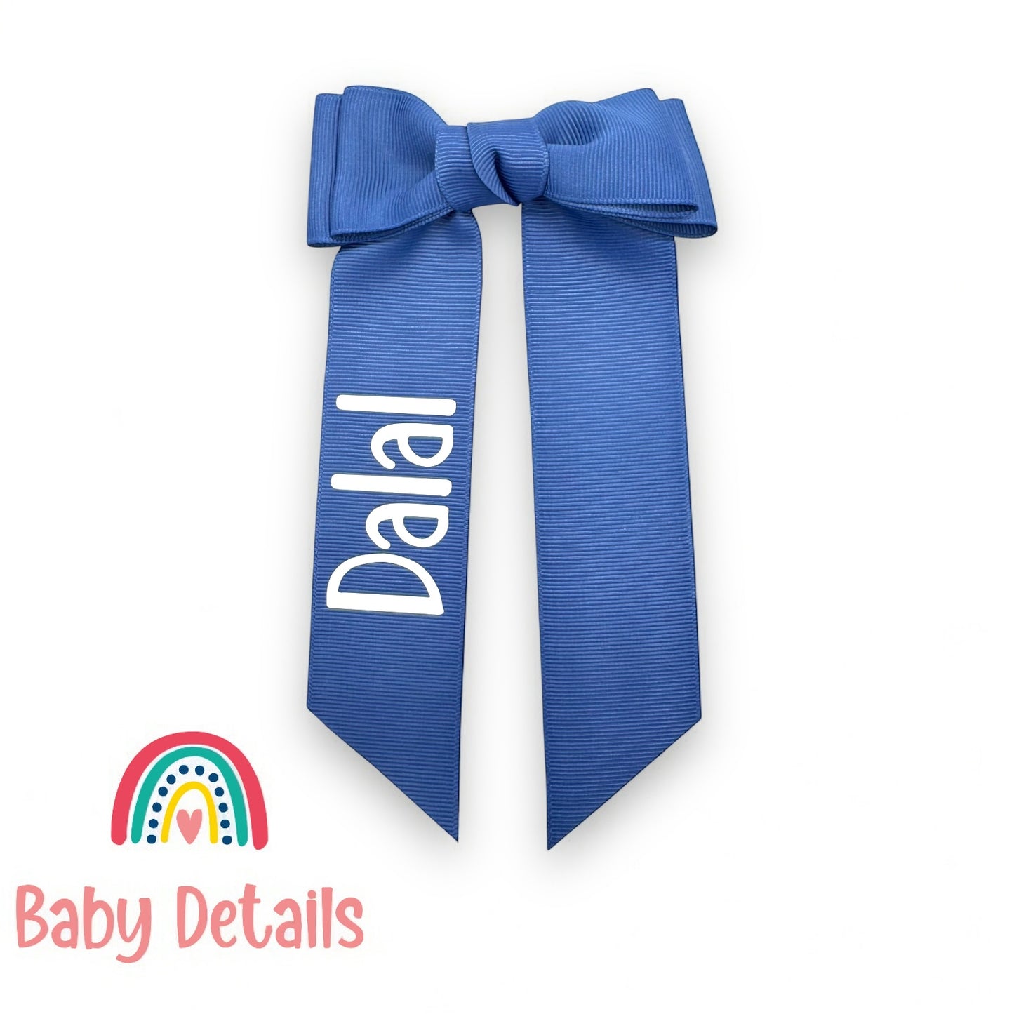 Long Simple Personalized Bow - Blue Grey