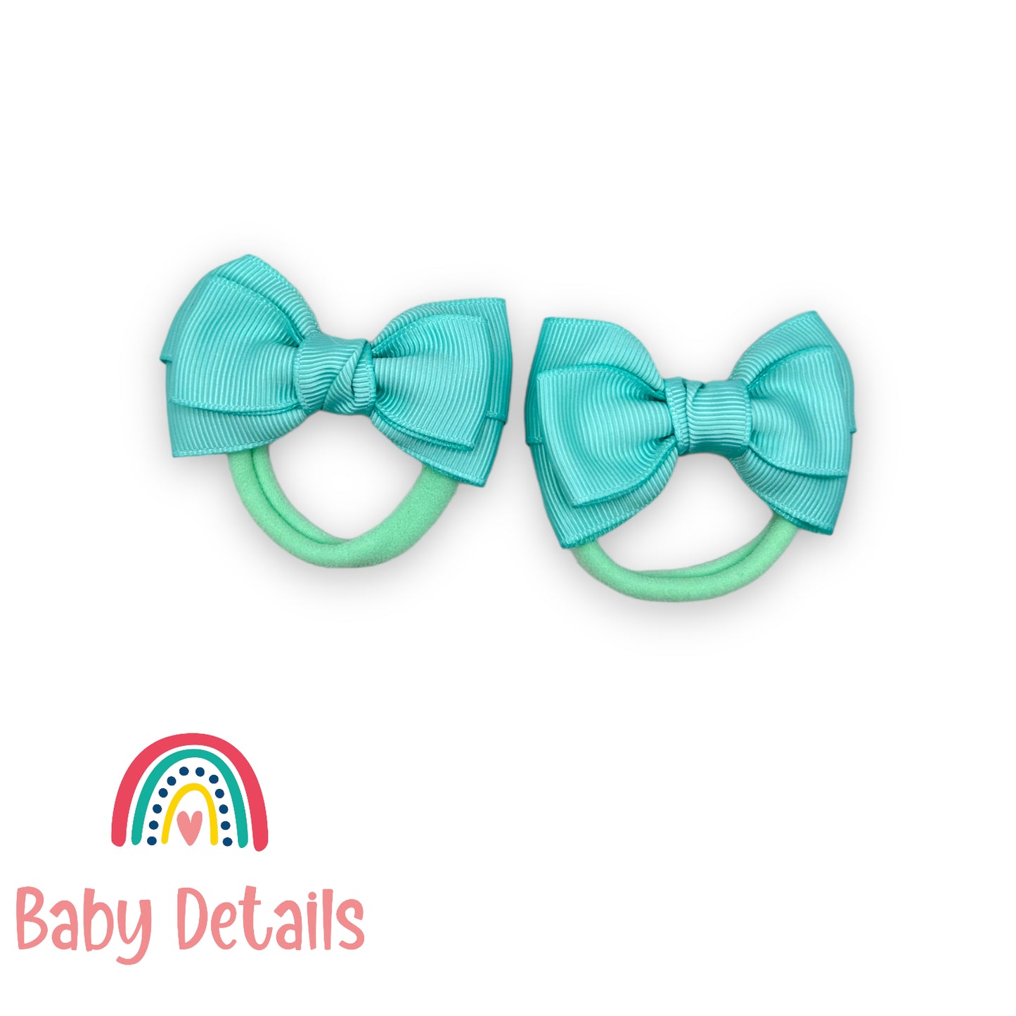 Set of 2 classic hair ties - Aqua Green