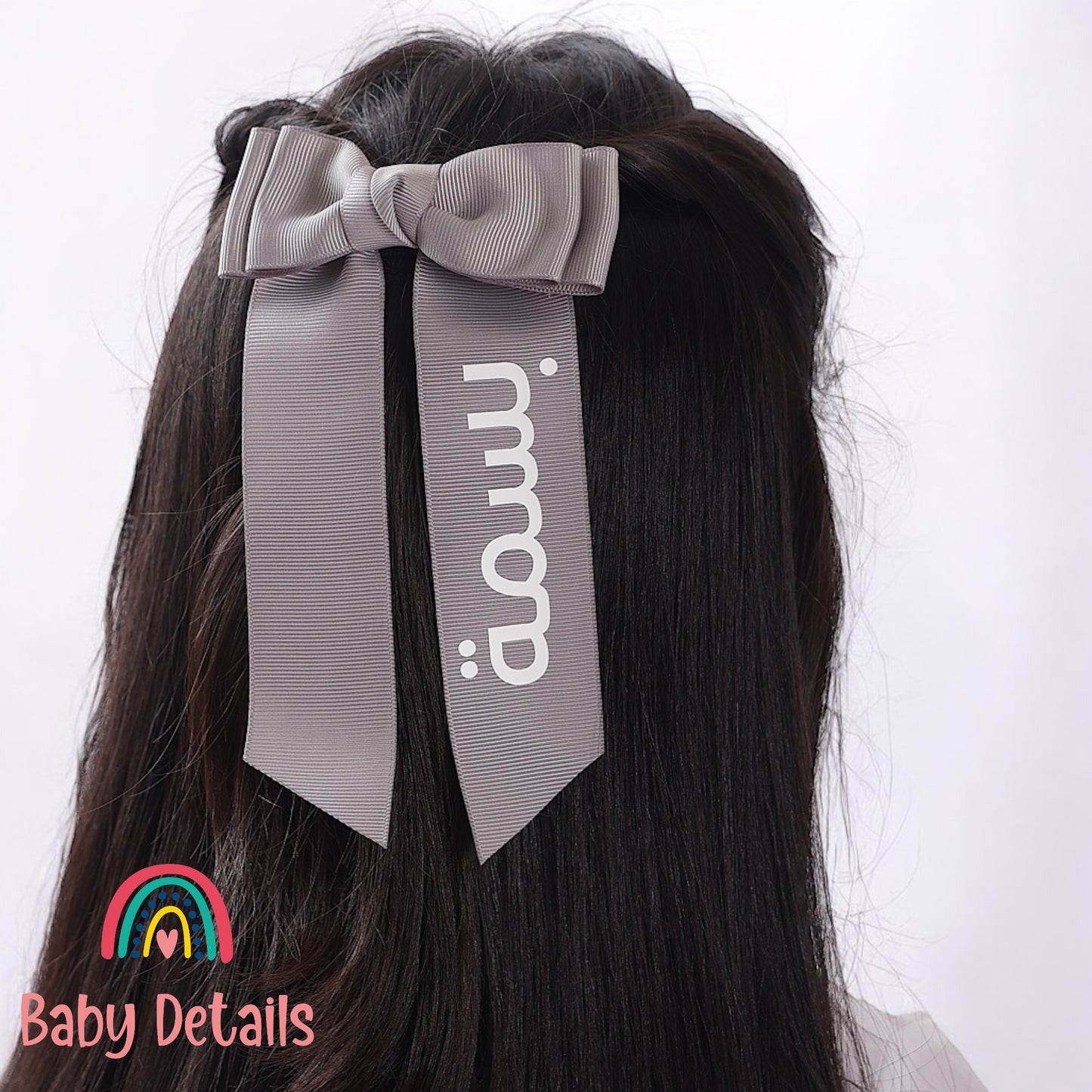 Long Simple Personalized Bow - Light Grey