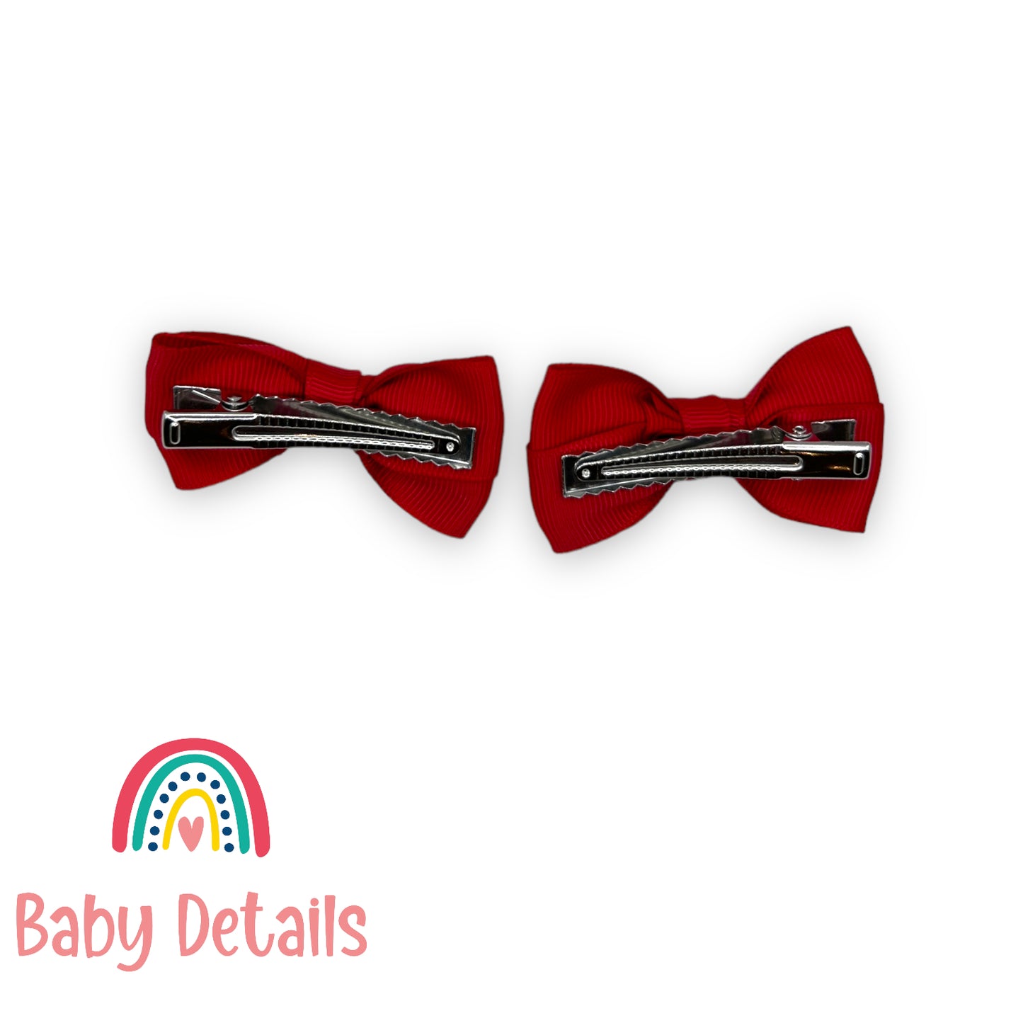 Set of 2 classic hair clips - Red