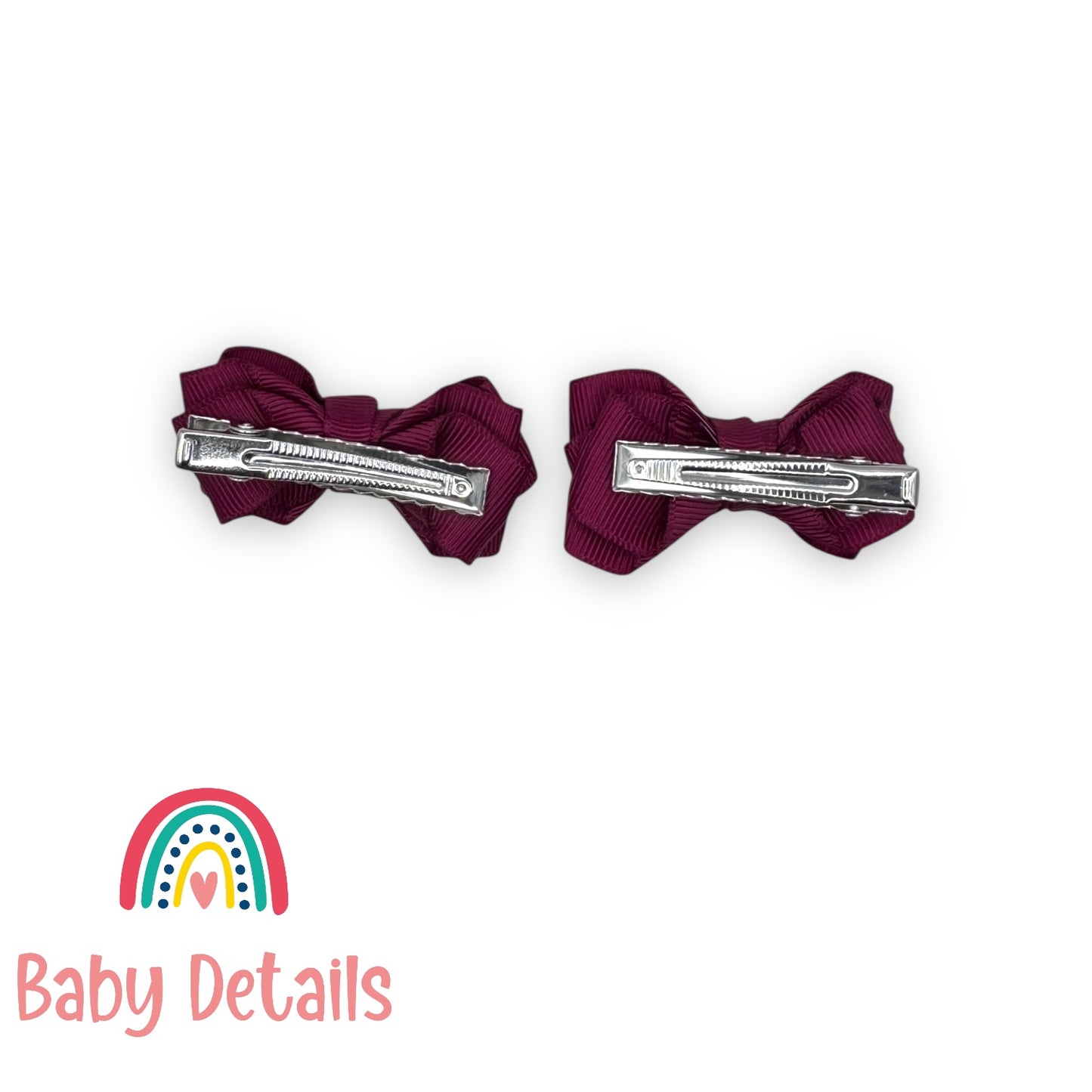 Set of 2 Mini Layers Hair Clips - Maroon