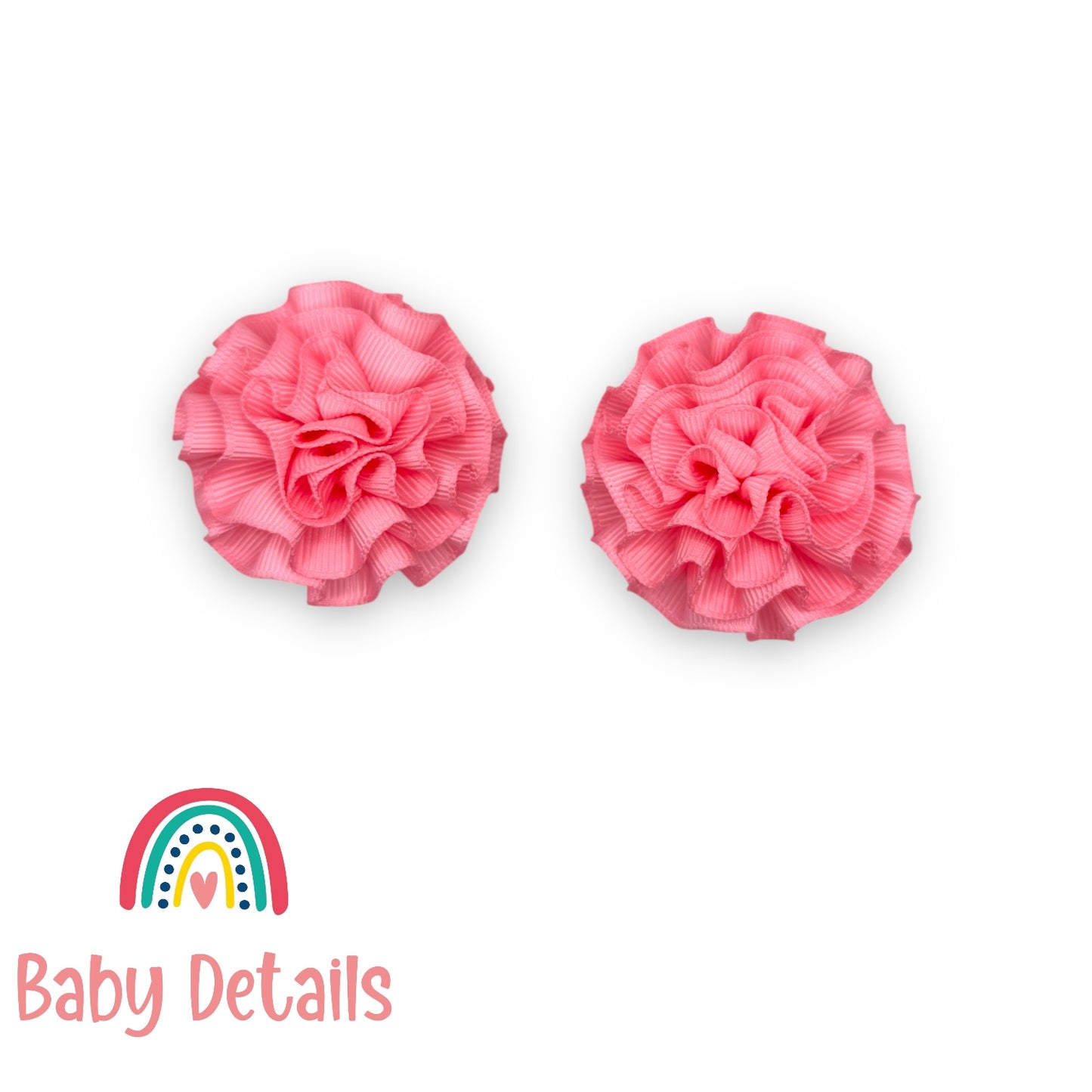 Set of 2 Rosette Bow Hair Clips - Light Pink
