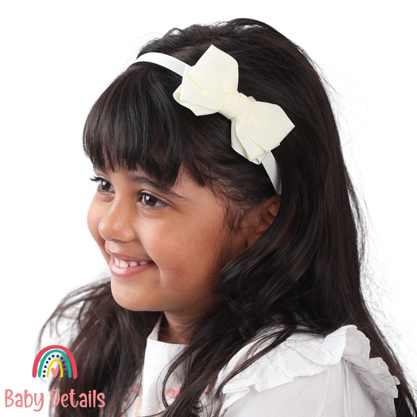 Headband with Layered Bow - Off White