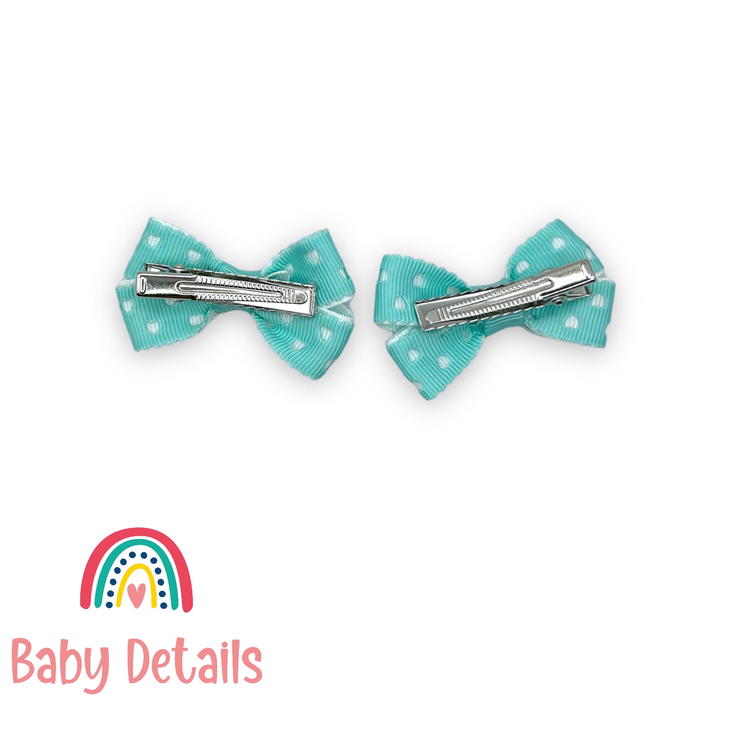 Set of 2 mini hearts hair clips - Aqua Green