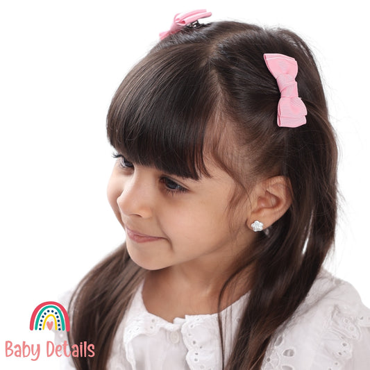 Set of 2 Mini Simple Hair Clips - Light Pink