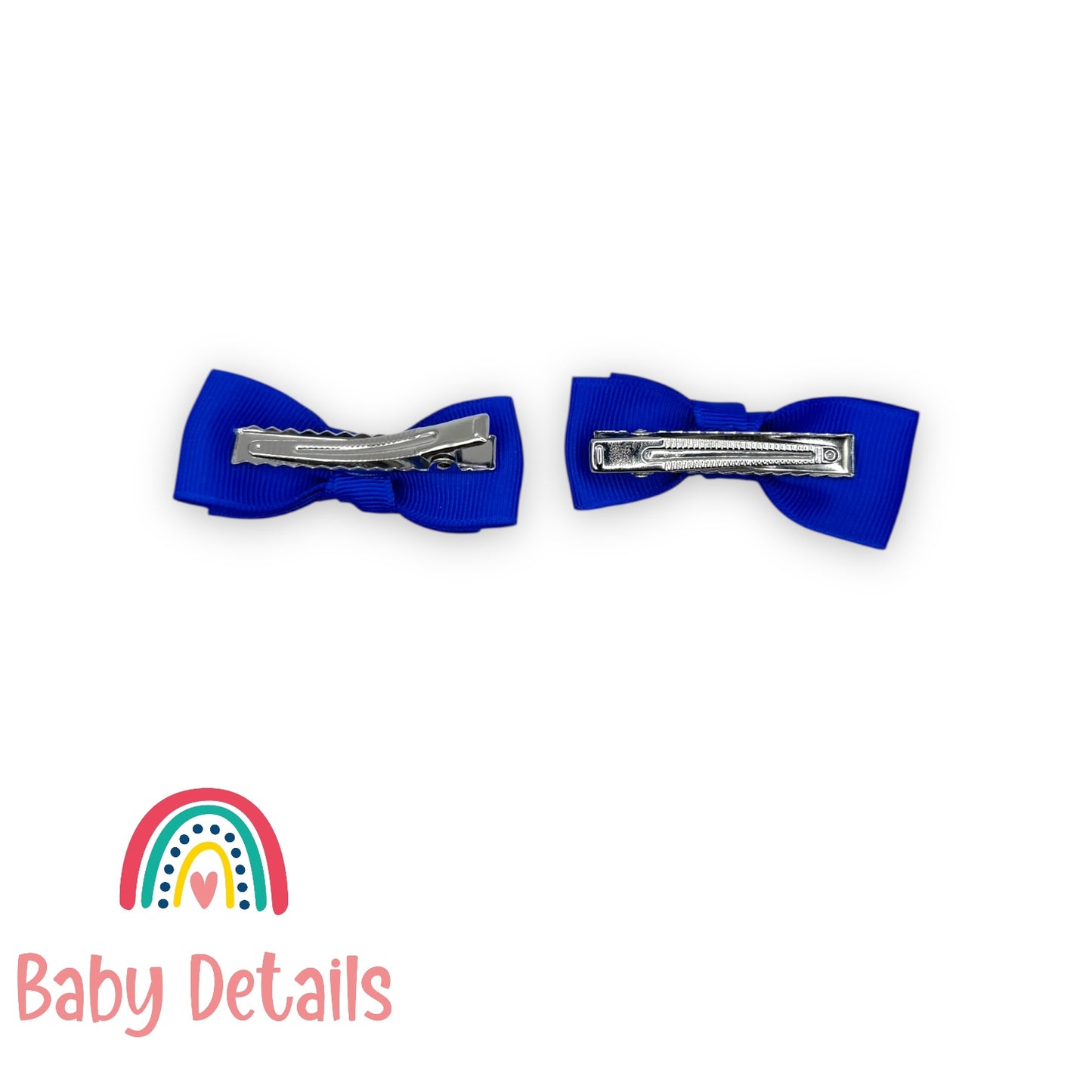 Set of 2 Mini Simple Hair Clips - Royal Blue