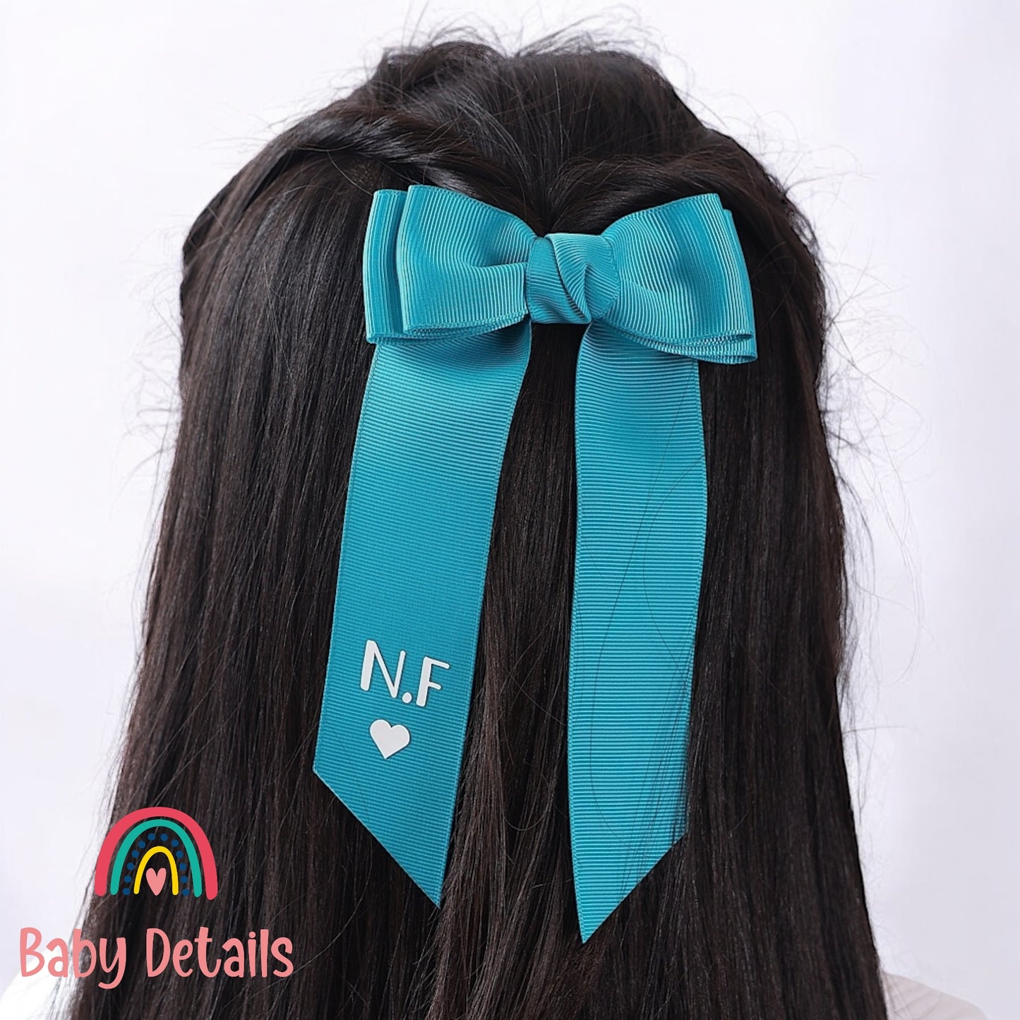 Long Simple Personalized Bow - Pacific Blue