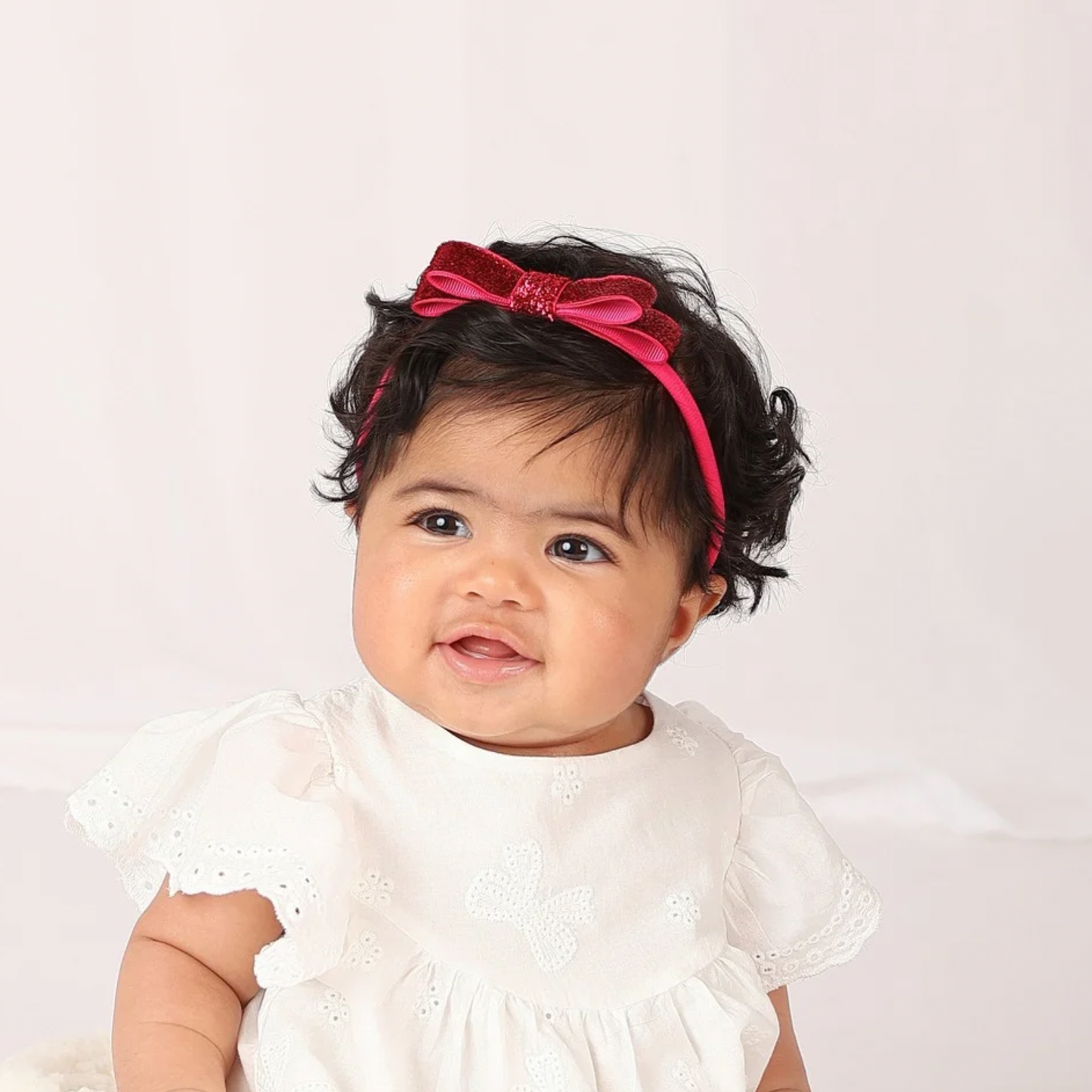 Shiny Ribbon Toddler Headband - Fuchsia