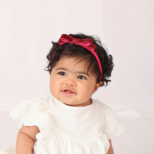 Shiny Ribbon Toddler Headband - Fuchsia