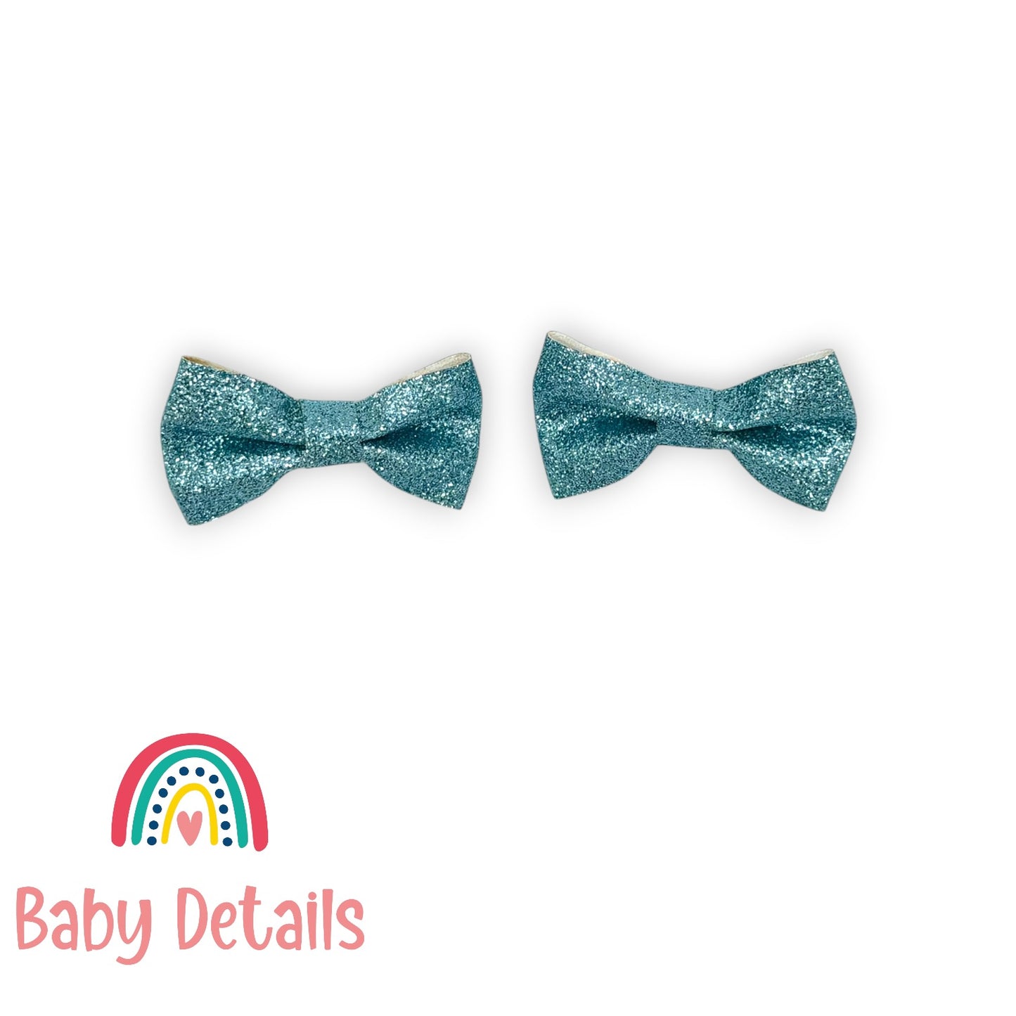 Set of 2 Glitter Bow Hair Clip - Blue