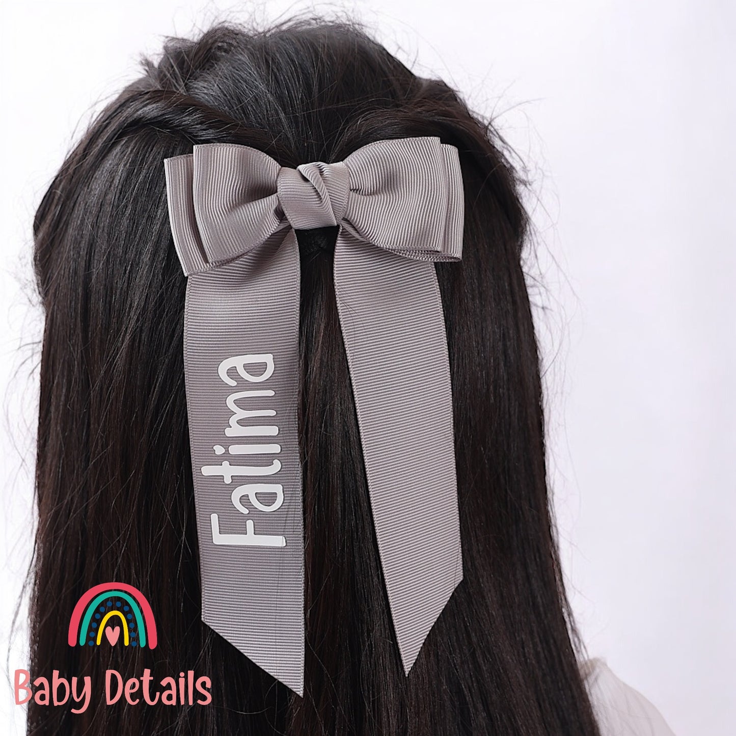 Long Simple Personalized Bow - Light Grey