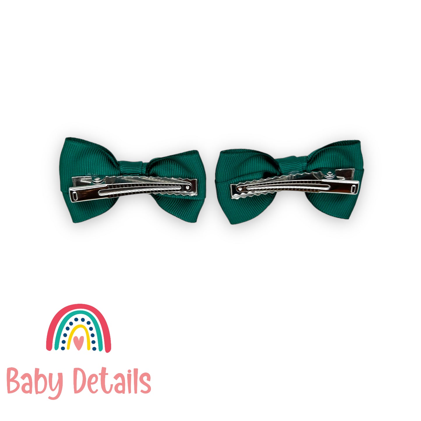 Set of 2 classic hair clips - Dark Green