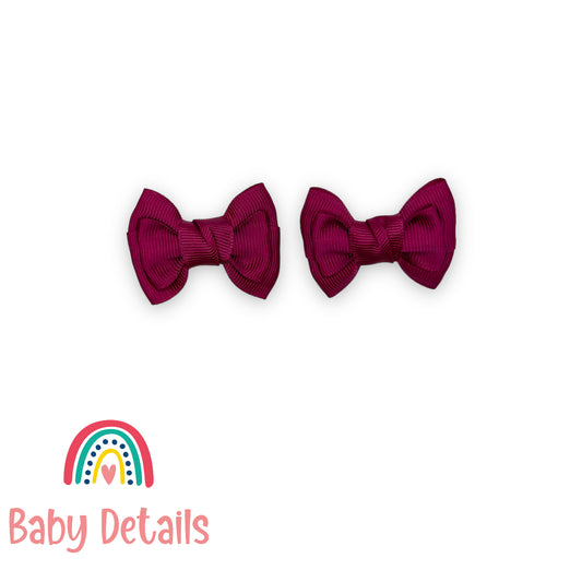 Set of 2 mini classic hair clips - Maroon