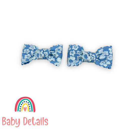 Set of 2 floral hair clips - Blue