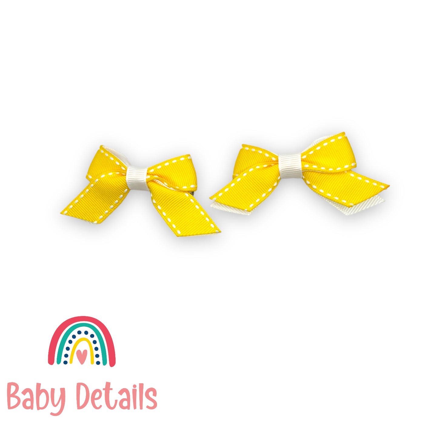 Set of 2 mini stripe hair clips - Yellow