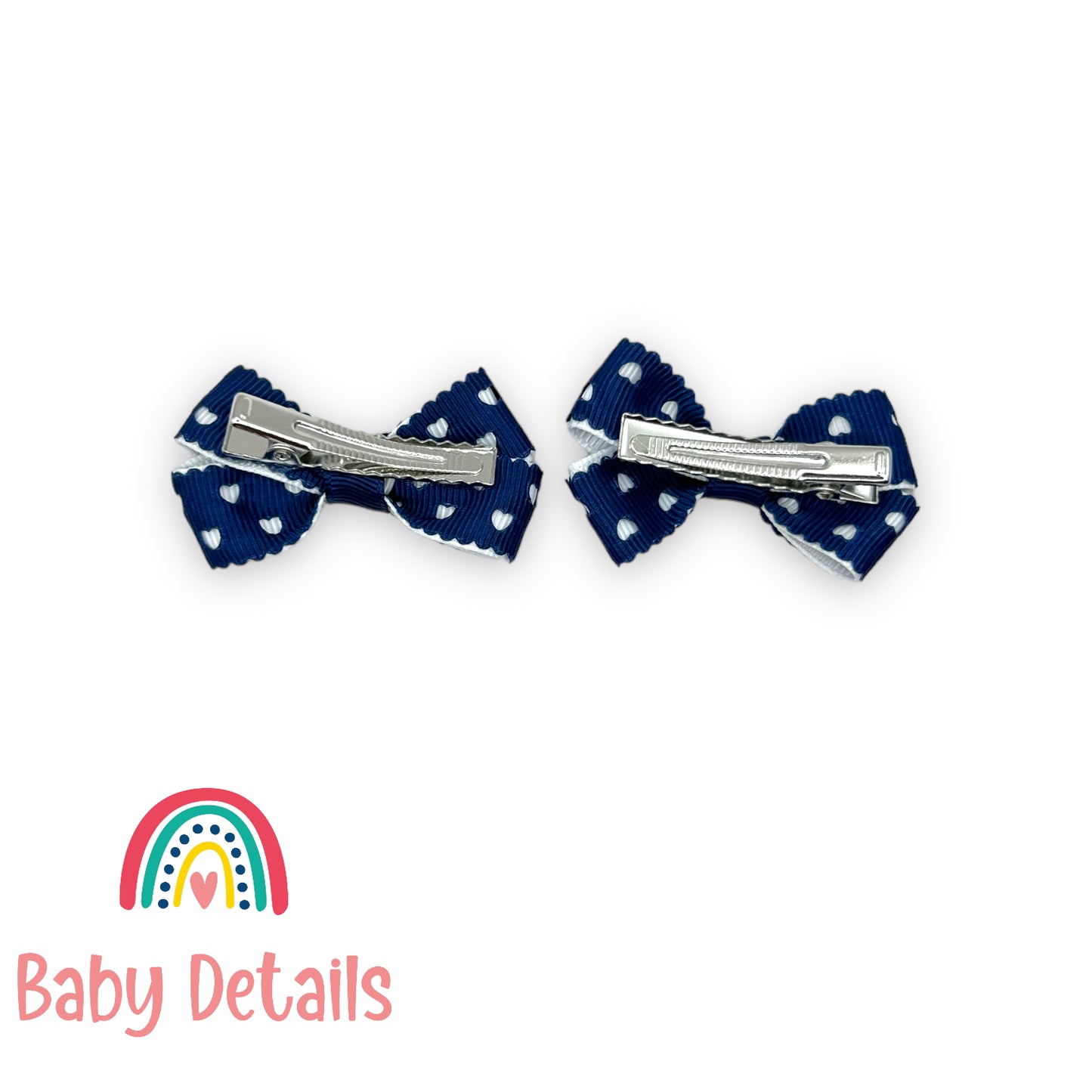 Set of 2 mini hearts hair clips - Navy Blue