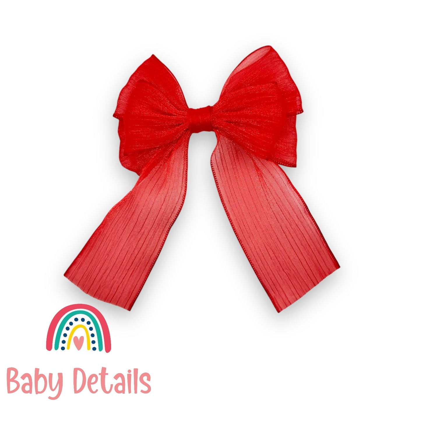 Long Soft Chiffon Hair Bows - Red