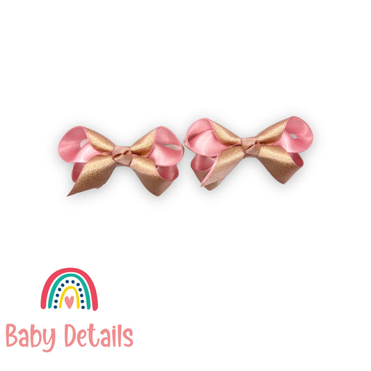 Big Bow Light Pink Glitter Ribbon Hair Clips