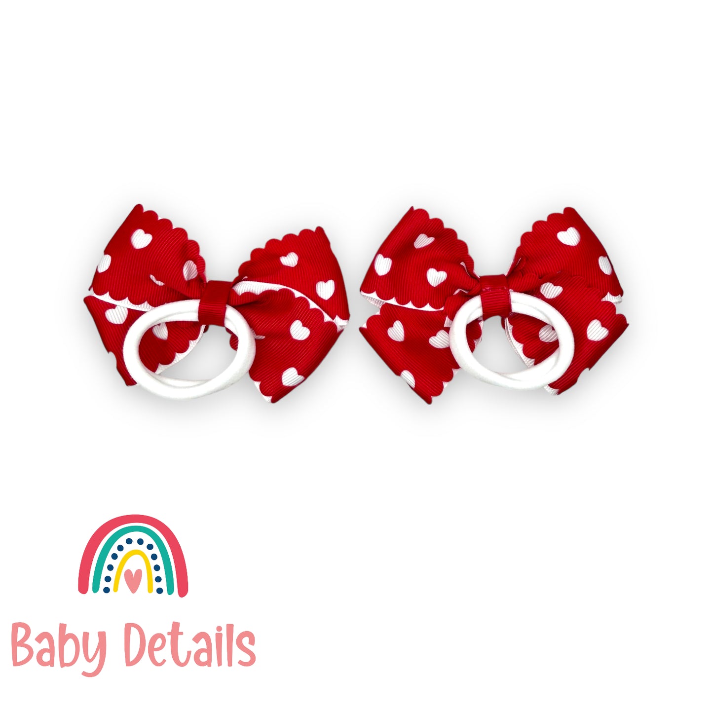 Set of 2 hearts hair ties - Red