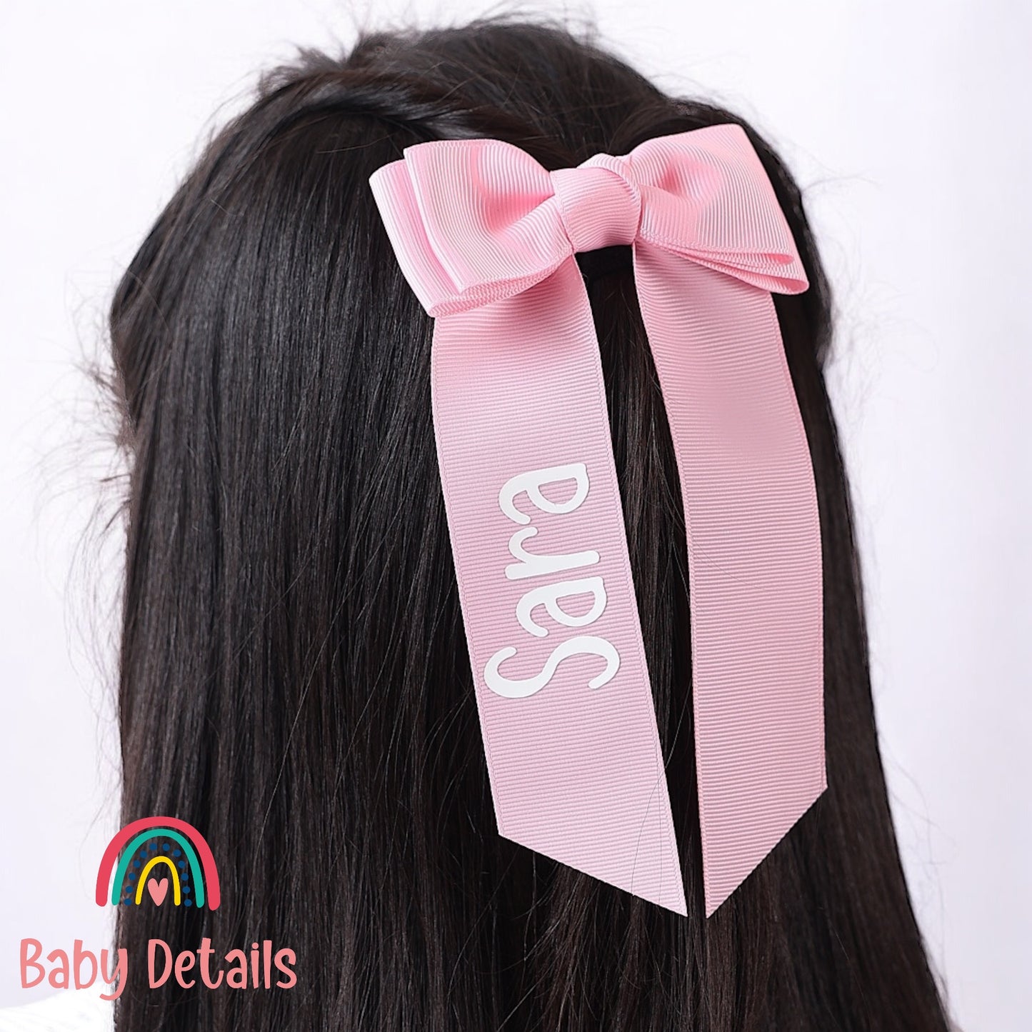 Long Simple Personalized Bow - Light Pink