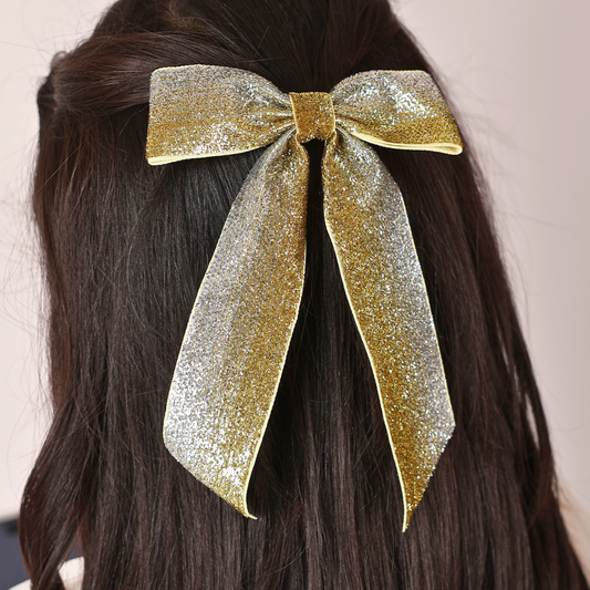 Wide Long Shiny Ribbon - Shades of Silver & Gold