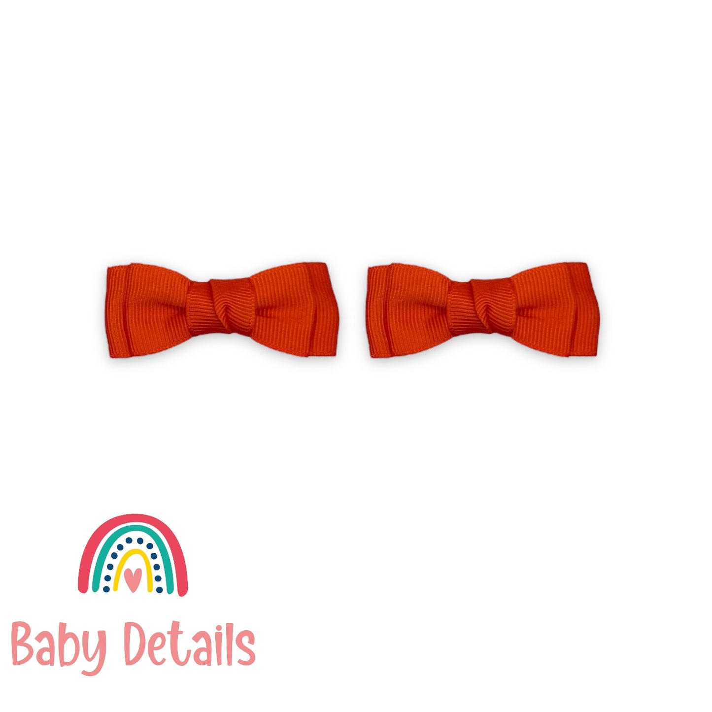 Set of 2 Mini Simple Hair Clips - Orange