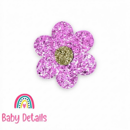 Glitter Flower Clip - Purple