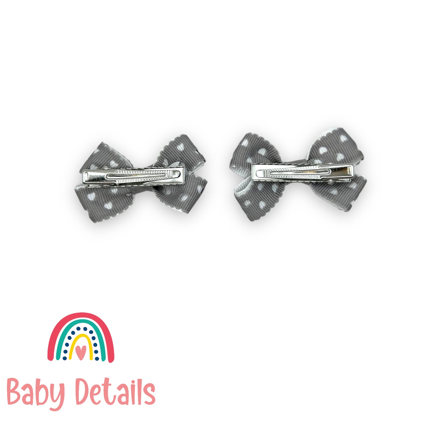 Set of 2 mini hearts hair clips - Light Grey