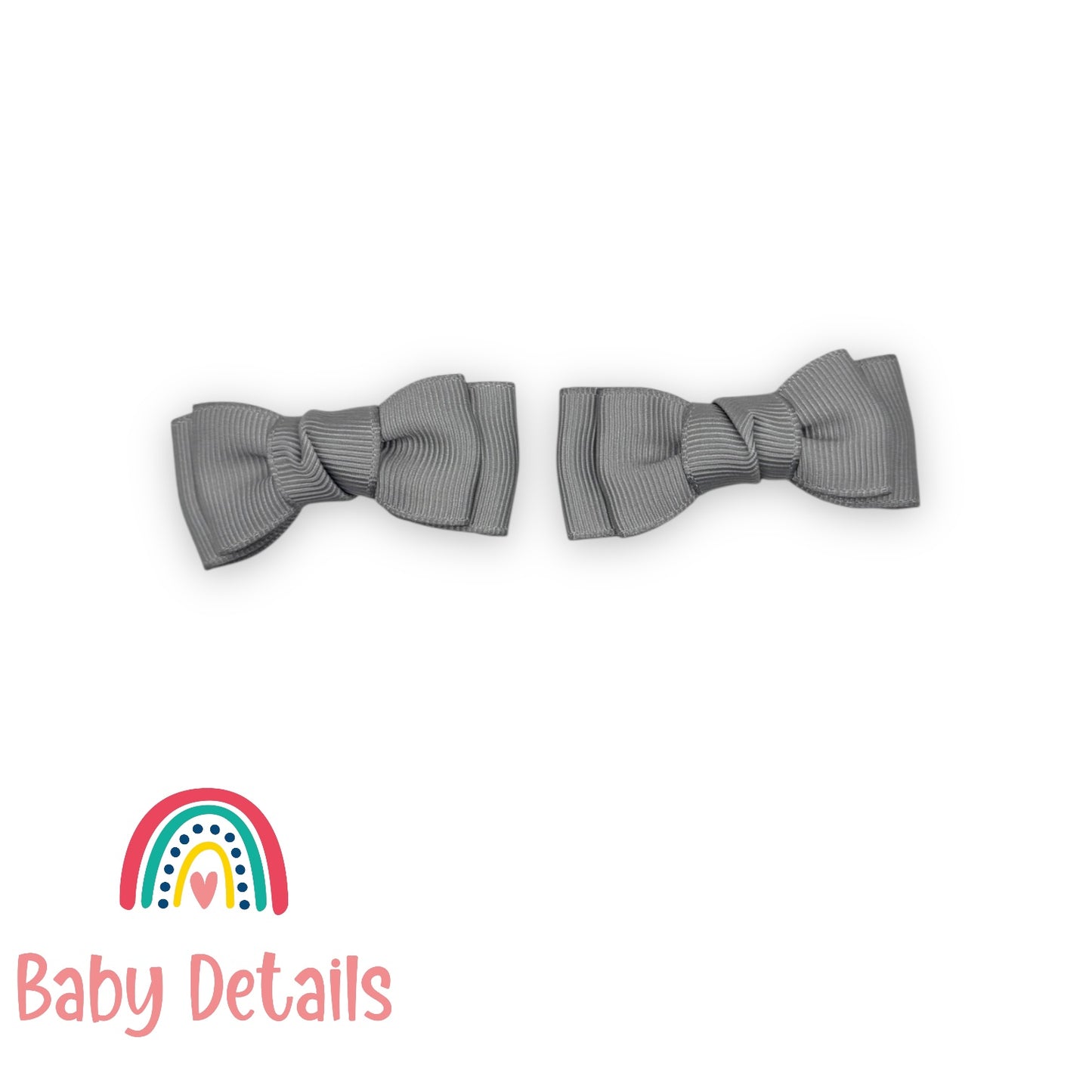 Set of 2 Mini Simple Hair Clips - Light Grey